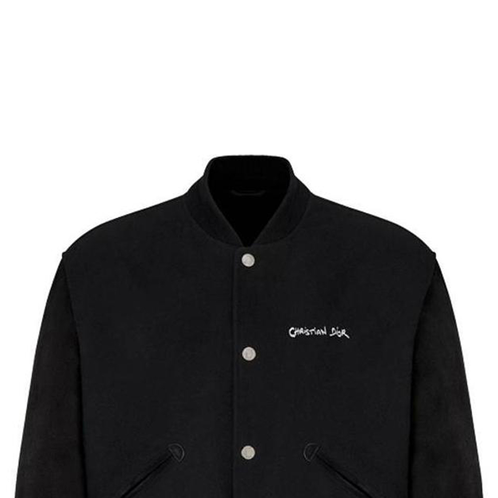 Details for DIOR Jaket Varsity Sulaman Hitam Lengan Panjang 443L430A610-5C980