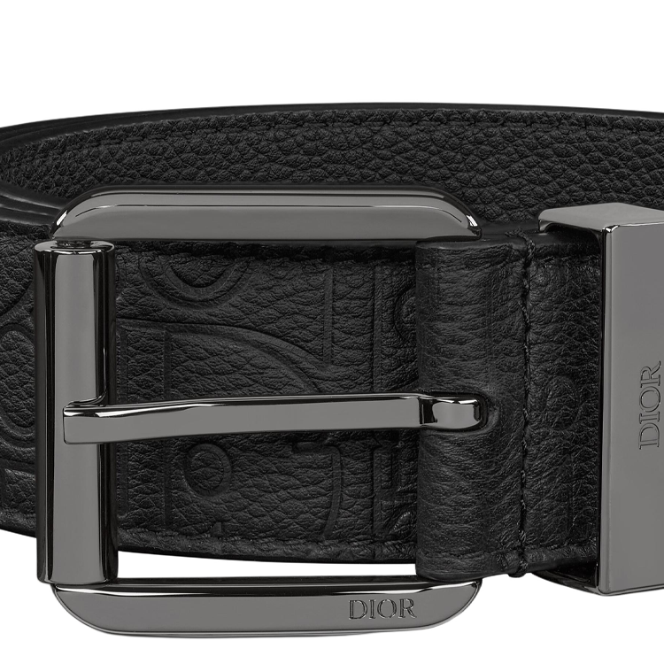 Shop DIOR 雕刻設計皮帶 黑色 35CM 寬 4333RUFLG