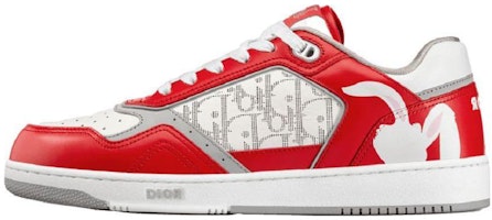Dior B27 Low ERL Red and White Smooth Calfskin and White Dior Oblique Galaxy Leather with Rabbit Motif 3SN272ZWB_H300 Dior B27 Low ERL Red and White Smooth Calfskin and White Dior Oblique Galaxy Leather with Rabbit Motif 3SN272ZWB_H300