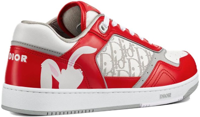 Dior B27 Low ERL Red and White Smooth Calfskin and White Dior Oblique Galaxy Leather with Rabbit Motif 3SN272ZWB_H300 Lookbook Dior B27 Low ERL Red and White Smooth Calfskin and White Dior Oblique Galaxy Leather with Rabbit Motif 3SN272ZWB_H300