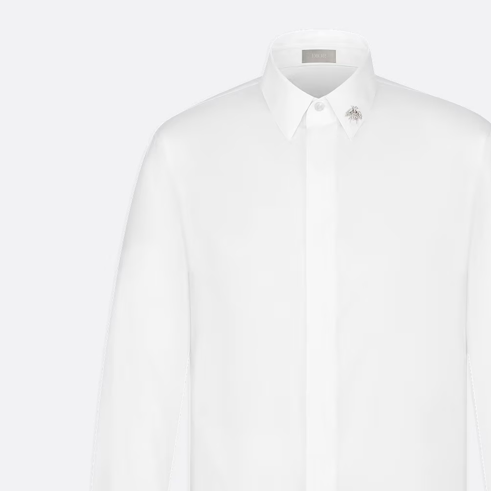 Sizing Camisa Blanca Dior Essentials con Bordado de Abeja y Diseño de Botón Único. 013C501F1581-C080