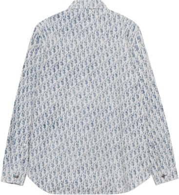 Dior Essentials Kemeja Denim Lengan Panjang Blue Oblique Kasuri Print 013D585BY989-C580 Lookbook Dior Essentials Kemeja Denim Lengan Panjang Blue Oblique Kasuri Print 013D585BY989-C580