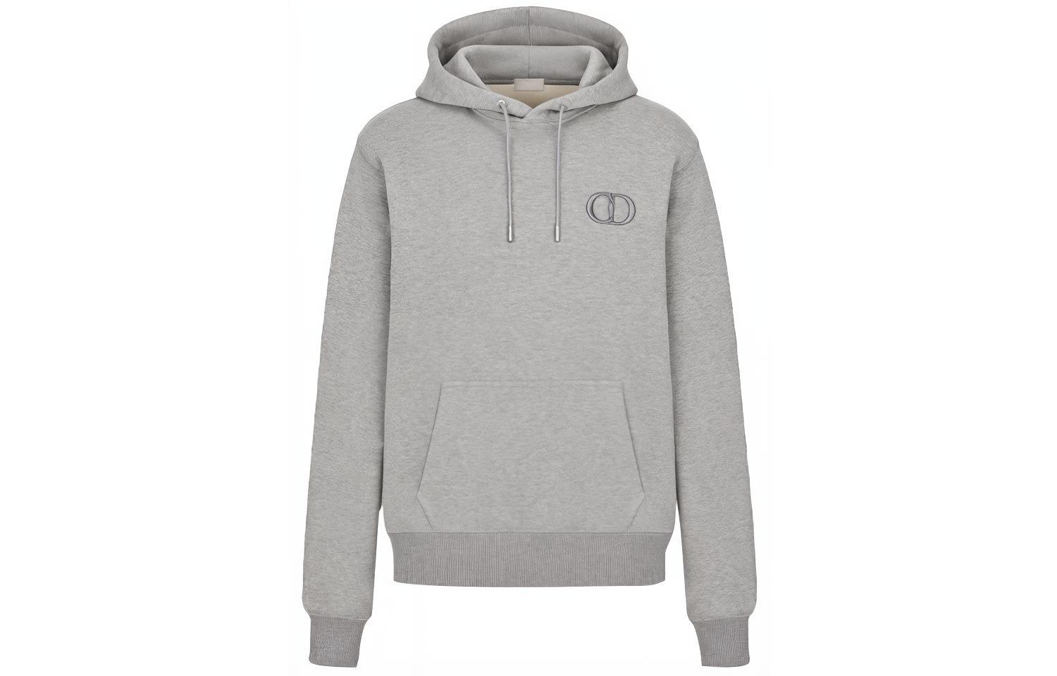 DIOR Essentials Grey Embroidered CD Icon Logo Hoodie 113J698A0531-C888