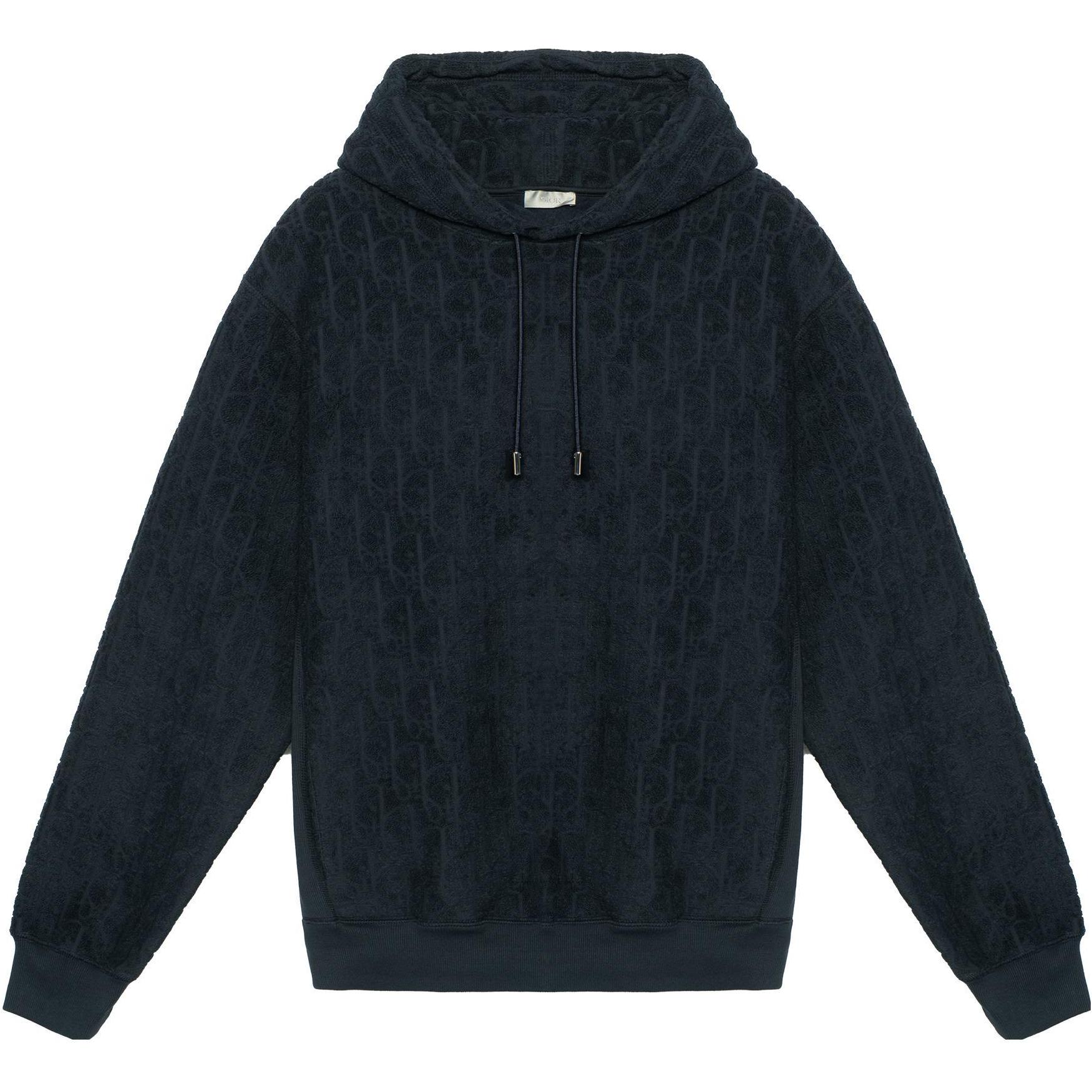 Dior Essentials Oversized Oblique Print Hoodie Navy Blue 113J631A0684-C540