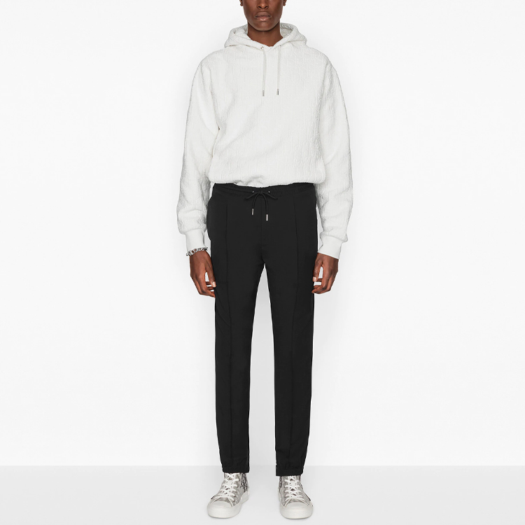 Shop Dior Essentials 白色斜纹印花棉质连帽衫 113J631A0684-C020