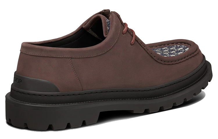 Shop Dior迪奧 Dior Explorer 皮革 拼接簡約繫帶 休閒皮鞋 男款 棕色