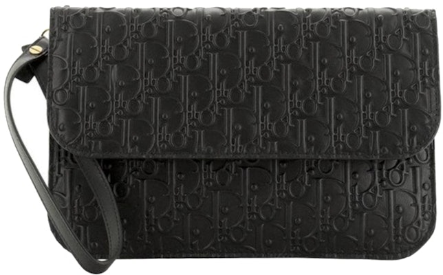 Dior Flap Clutch Oblique Embossed Black Buy Dior Flap Clutch Oblique Embossed Black