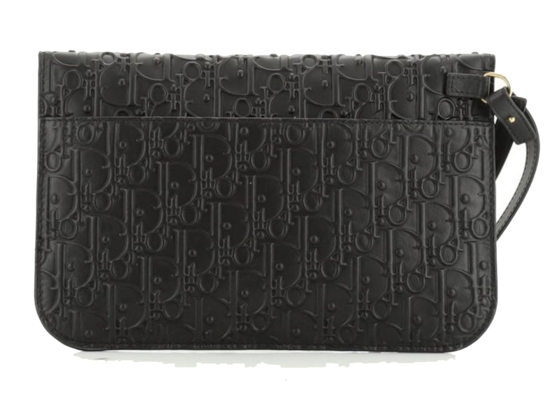 Order 迪奥黑色Oblique压纹翻盖手包