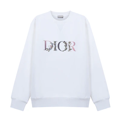 DIOR Floral Embroidered Fleece Crewneck Sweatshirt White 113J687A0531-084