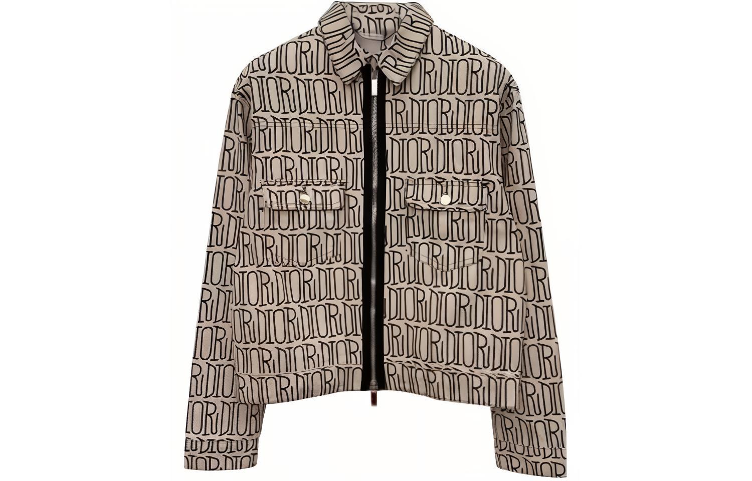 Dior Full-Print Zip-Up Fitted Jacket Beige Outerwear 033D493AY985-981