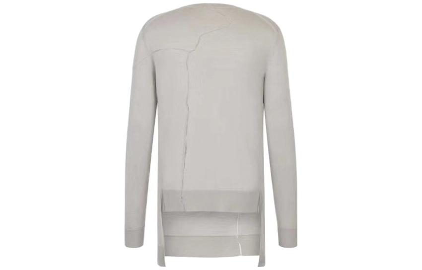 Lookbook DIOR FW21 Logo Print Distressed Sweater Rajut Lengan Panjang Abu-Abu. 023M654AT090-C180