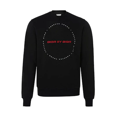 DIOR FW21 Black Pullover Sweatshirt with Letter Embroidery. 333J666-W5864-980