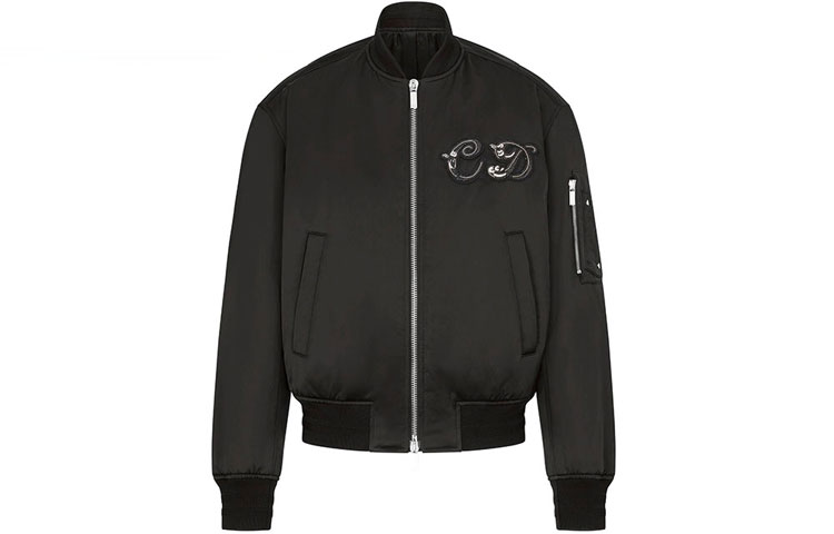 DIOR FW21 Black Solid Letter Zip Baseball Collar Jacket 943C439H5124-C989
