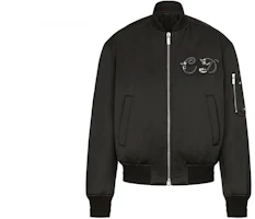 Order DIOR FW21 Black Solid Letter Zip Baseball Collar Jacket 943C439H5124-C989