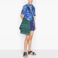 Shop DIOR FW21 藍色提花短袖休閒襯衫 033C508A5196-C586