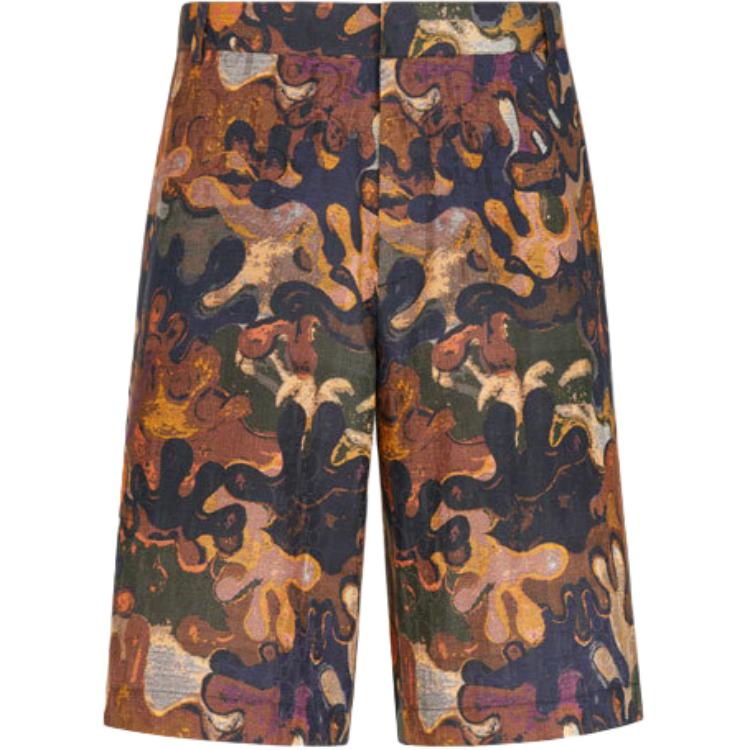 DIOR FW21 Brown Multicolor Camouflage Pocket Casual Shorts. 013C121A5436-C682