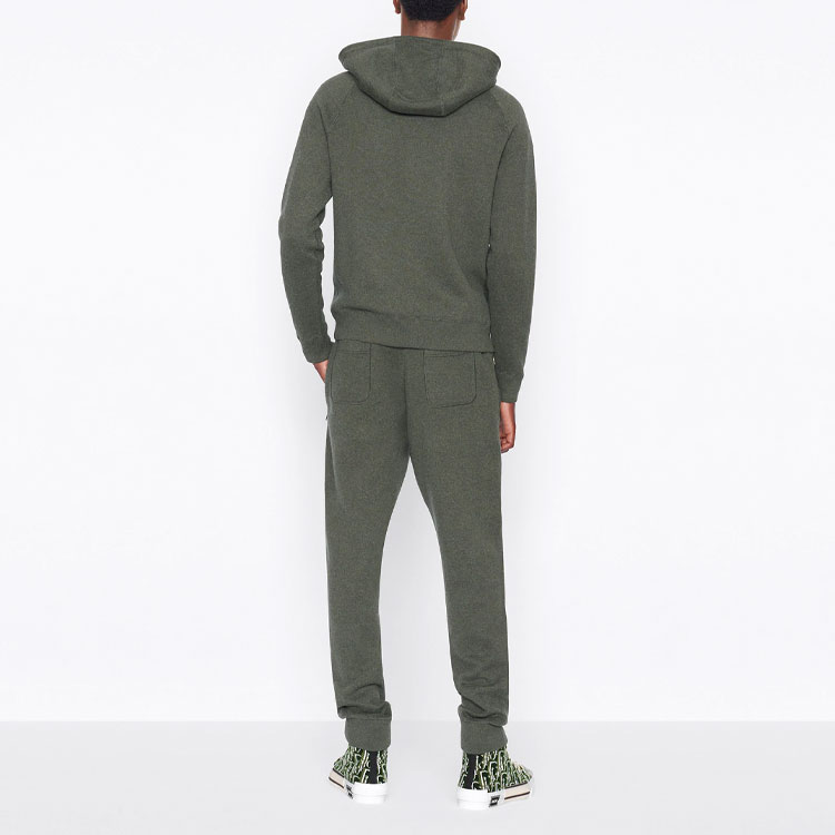 Purchase DIOR FW21 Embroidered Knit Joggers Olive Green 113M120AT225-C688