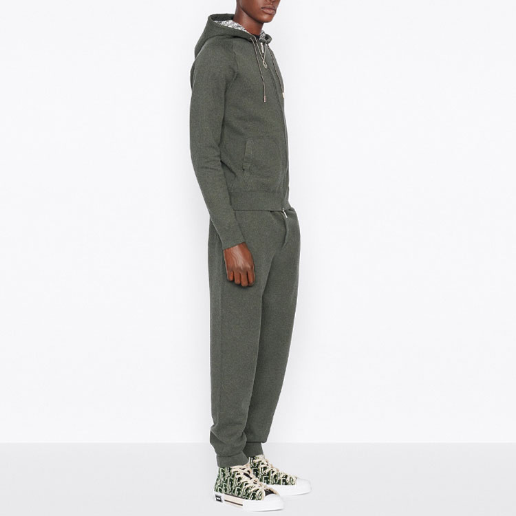 Details for DIOR FW21 Embroidered Knit Joggers Olive Green 113M120AT225-C688
