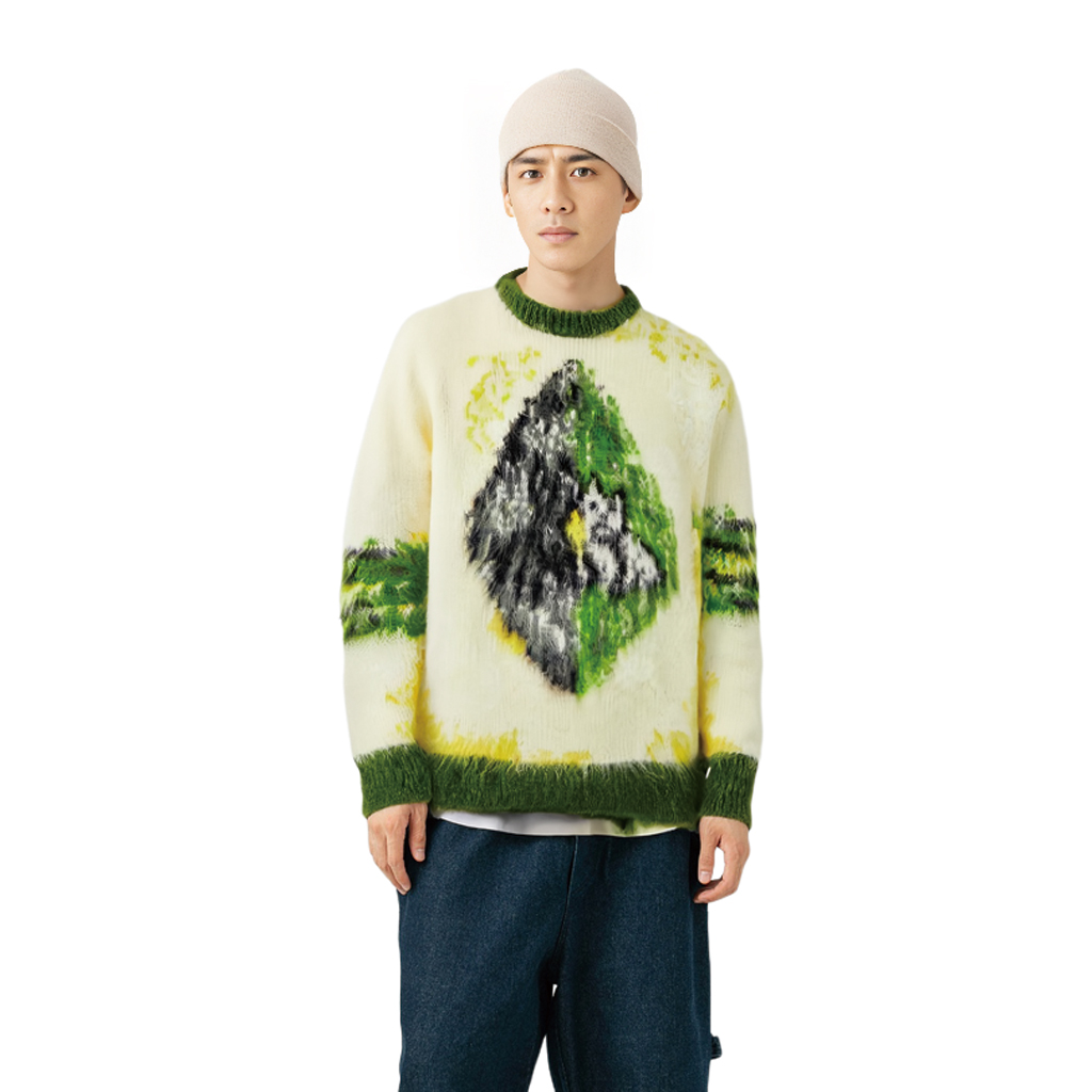 Details for DIOR FW21 Sweater Rajut Crewneck Pola Hijau. 143M645CT273-C286