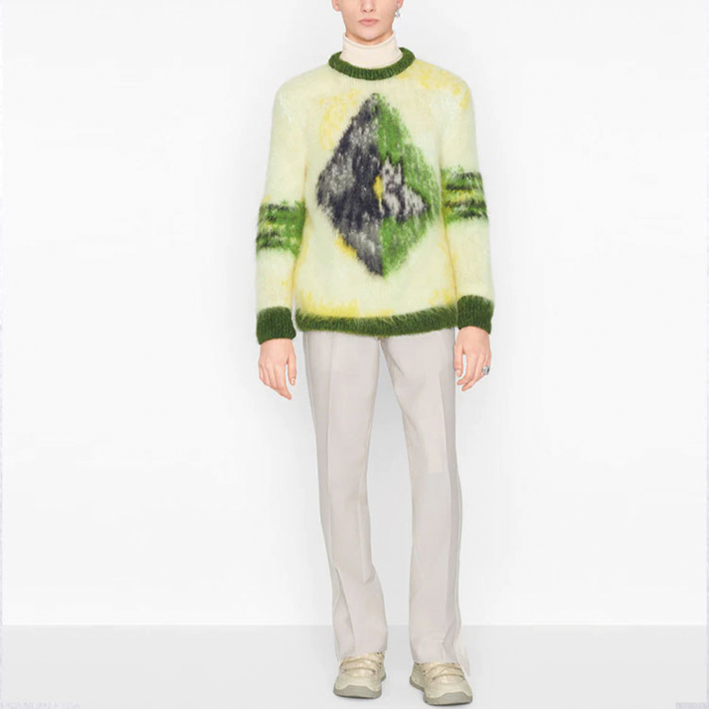 Cheap DIOR FW21 Sweater Rajut Crewneck Pola Hijau. 143M645CT273-C286