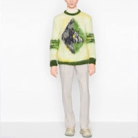 DIOR FW21 Sweater Rajut Crewneck Pola Hijau. 143M645CT273-C286 Cheap DIOR FW21 Sweater Rajut Crewneck Pola Hijau. 143M645CT273-C286