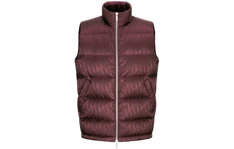 DIOR FW21 Monogram Logo Zip-Up Sleeveless Jacket Burgundy () 033C410A4462-C389
