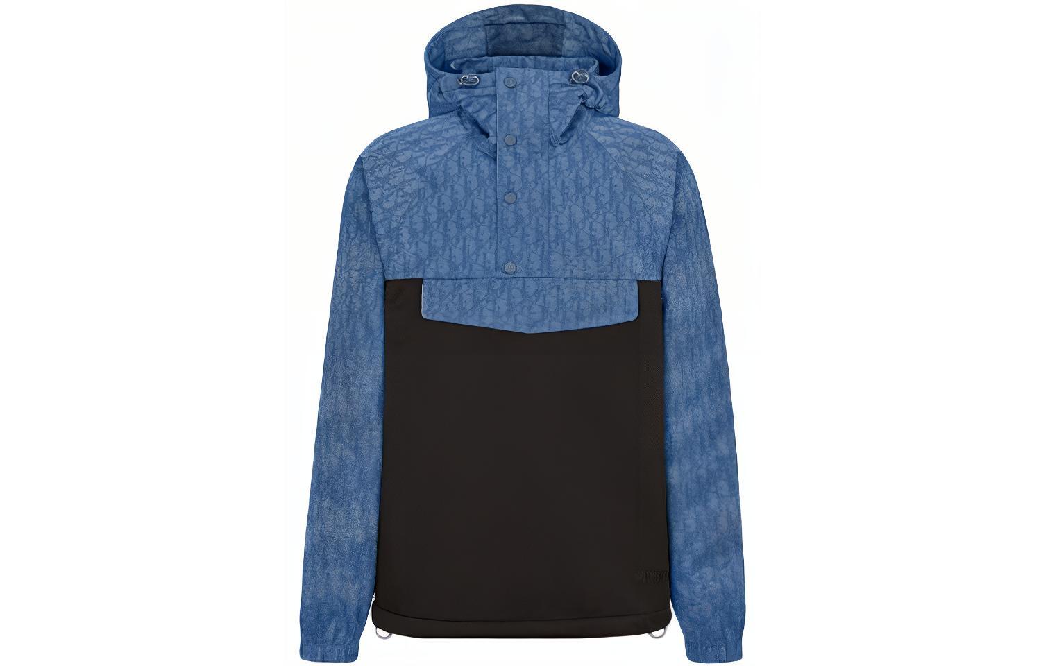 DIOR FW21 Navy Blue Printed Hooded Jacket. 193J640A0631-C585