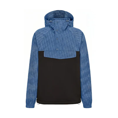 DIOR FW21 Navy Blue Printed Hooded Jacket. 193J640A0631-C585