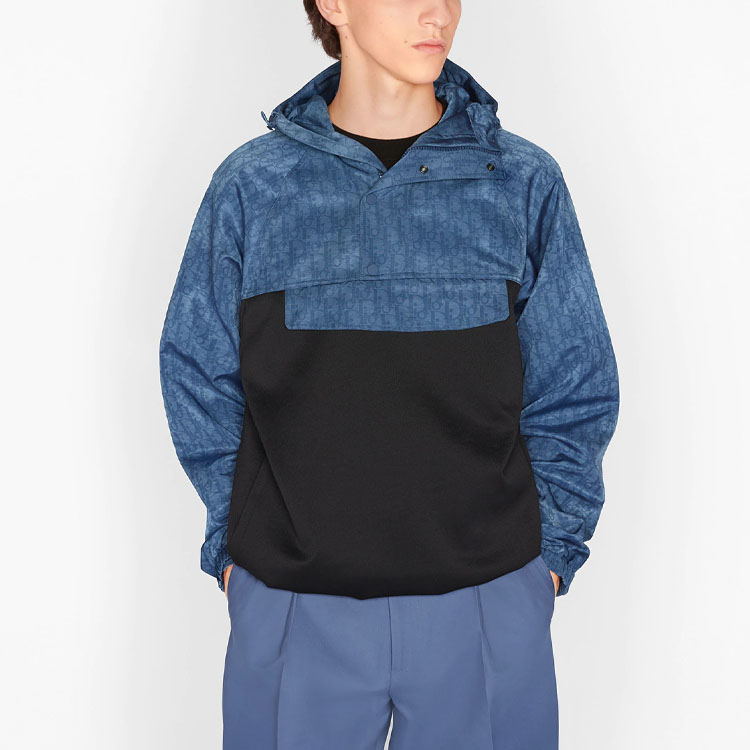 Shop DIOR FW21 Jaket Hoodie Cetak Navy Blue. 193J640A0631-C585