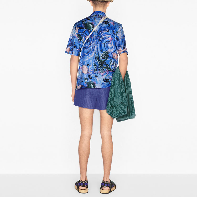 Purchase DIOR FW21 Purple Printed Twill Mid-Rise Loose Fit Shorts - Gift Idea 193B104AB041-C585