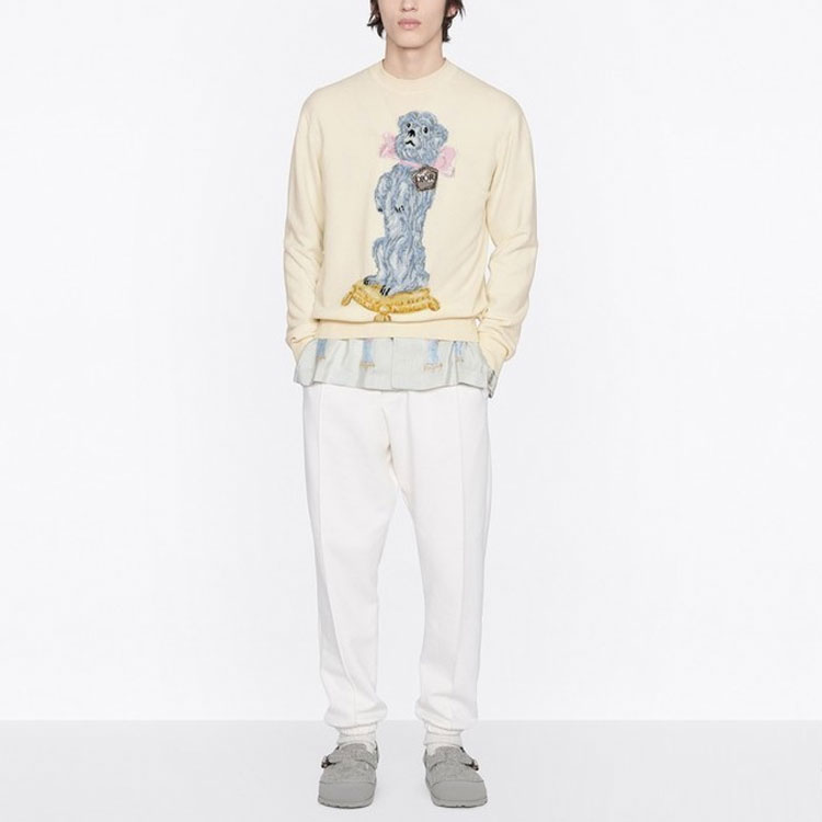 DIOR FW22  Beige Cartoon Jacquard Crewneck Cashmere Sweater 243M635AT460085 圖 5