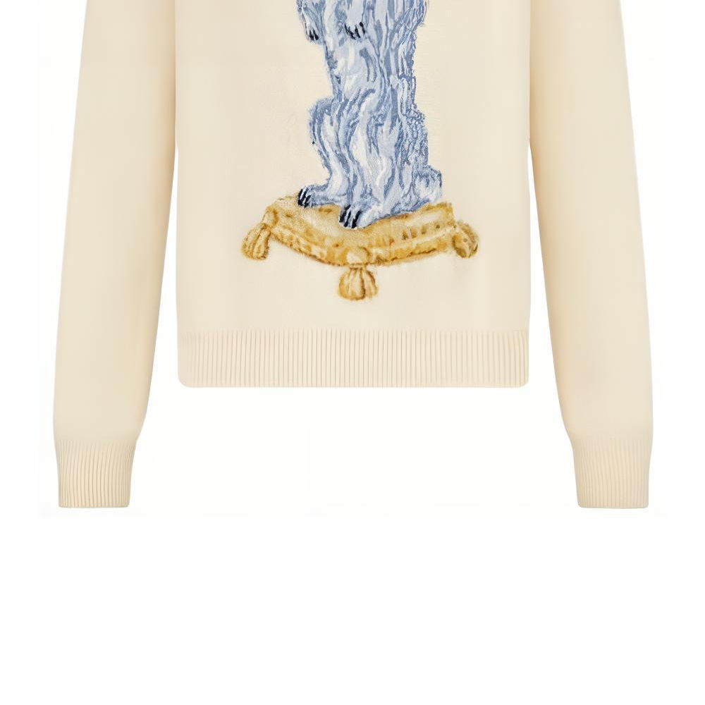 DIOR FW22  Beige Cartoon Jacquard Crewneck Cashmere Sweater 243M635AT460085 圖 7