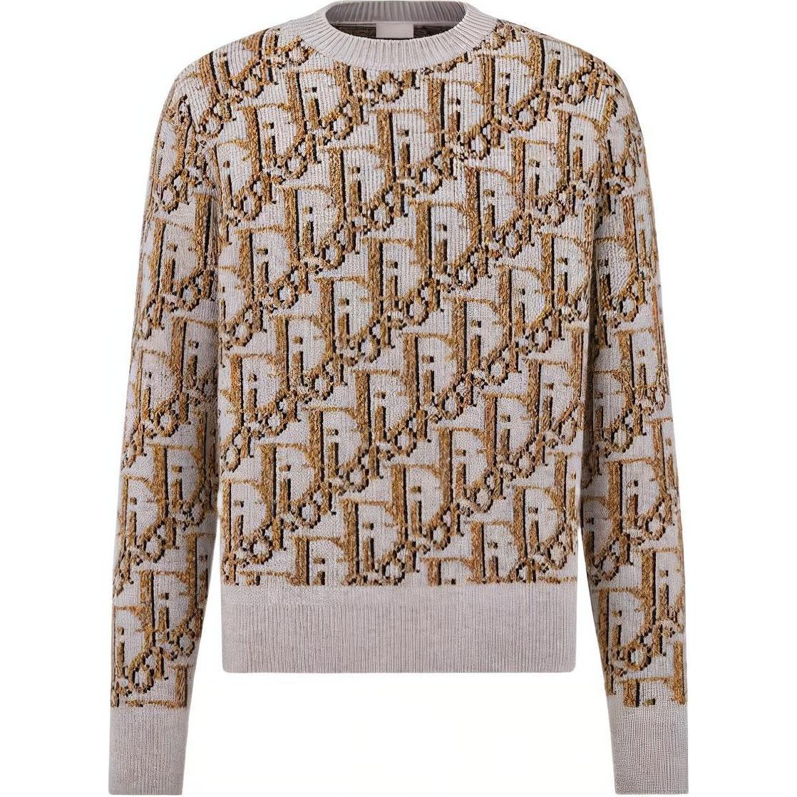 DIOR FW22  Beige Logo Knit Crewneck Sweater. 193M638AT393-C887