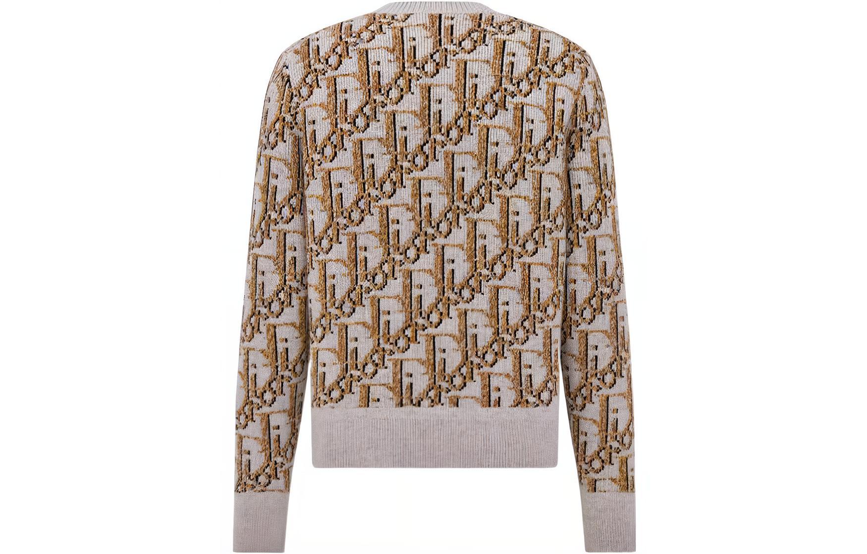 Lookbook DIOR FW22 Beige Logo Knit Crewneck Sweater Lelaki. 193M638AT393-C887