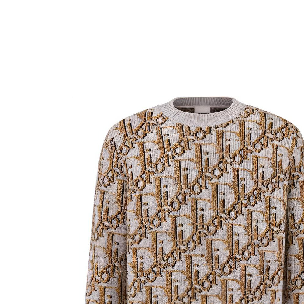 Details for DIOR FW22 Beige Logo Knit Crewneck Sweater Lelaki. 193M638AT393-C887