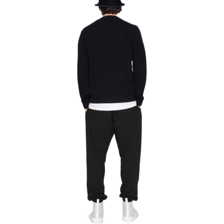 Details for DIOR FW22 Sweater Hitam Cashmere Leher V Berkancing. 243M230AT474-C988