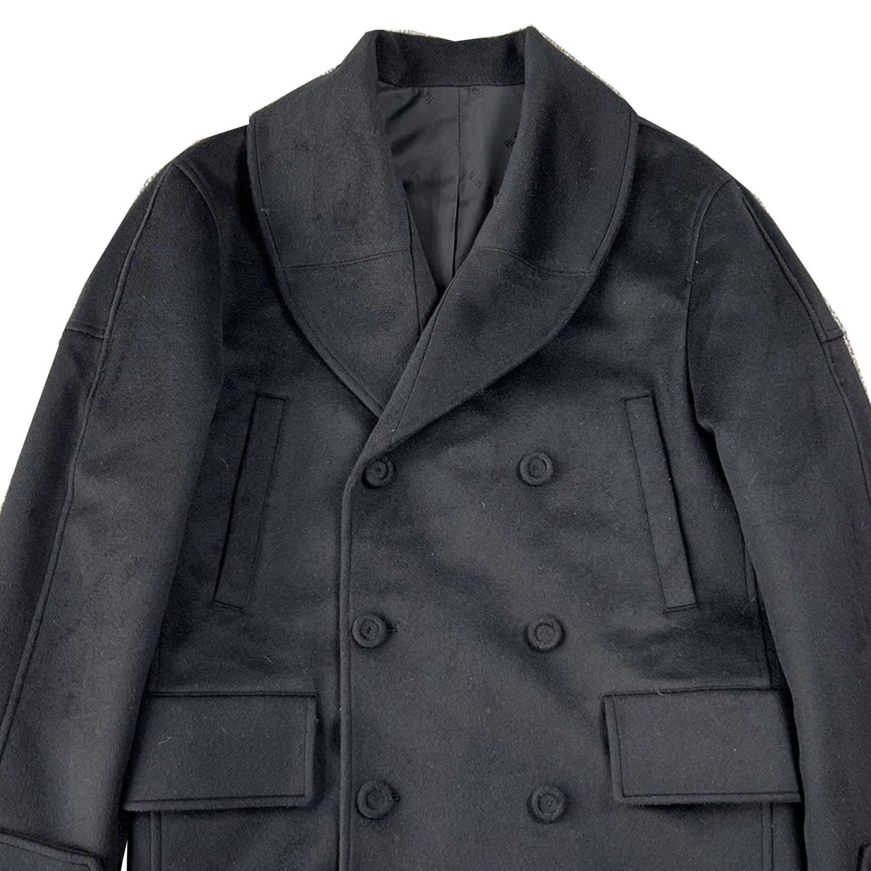 Shop DIOR FW22  Black Double-Breasted Short Coat 113C407A5031-C900