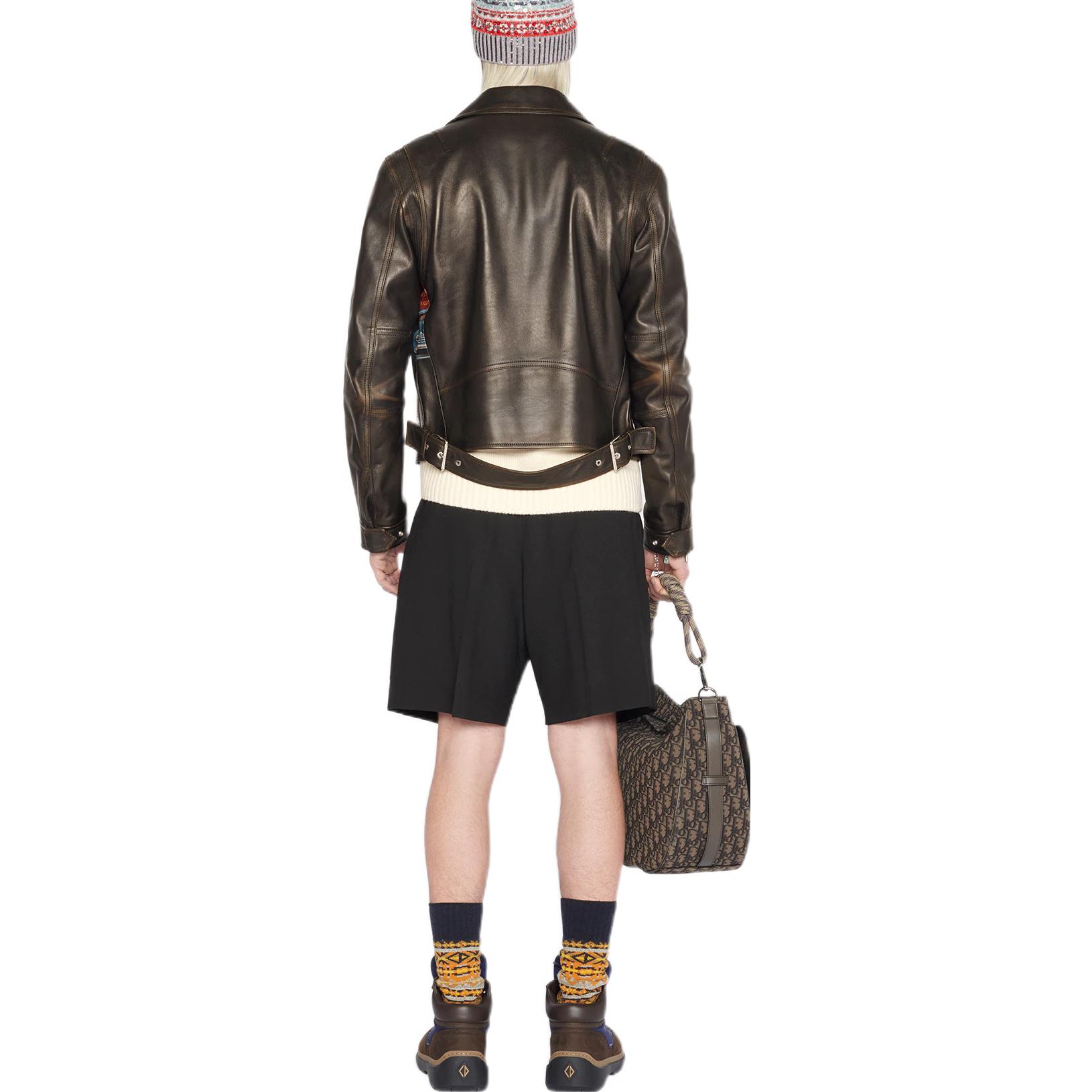 Purchase DIOR FW22 Pantalones Cortos Negros Cintura Elástica Corte Recto Casual. 183C140B5606-C900