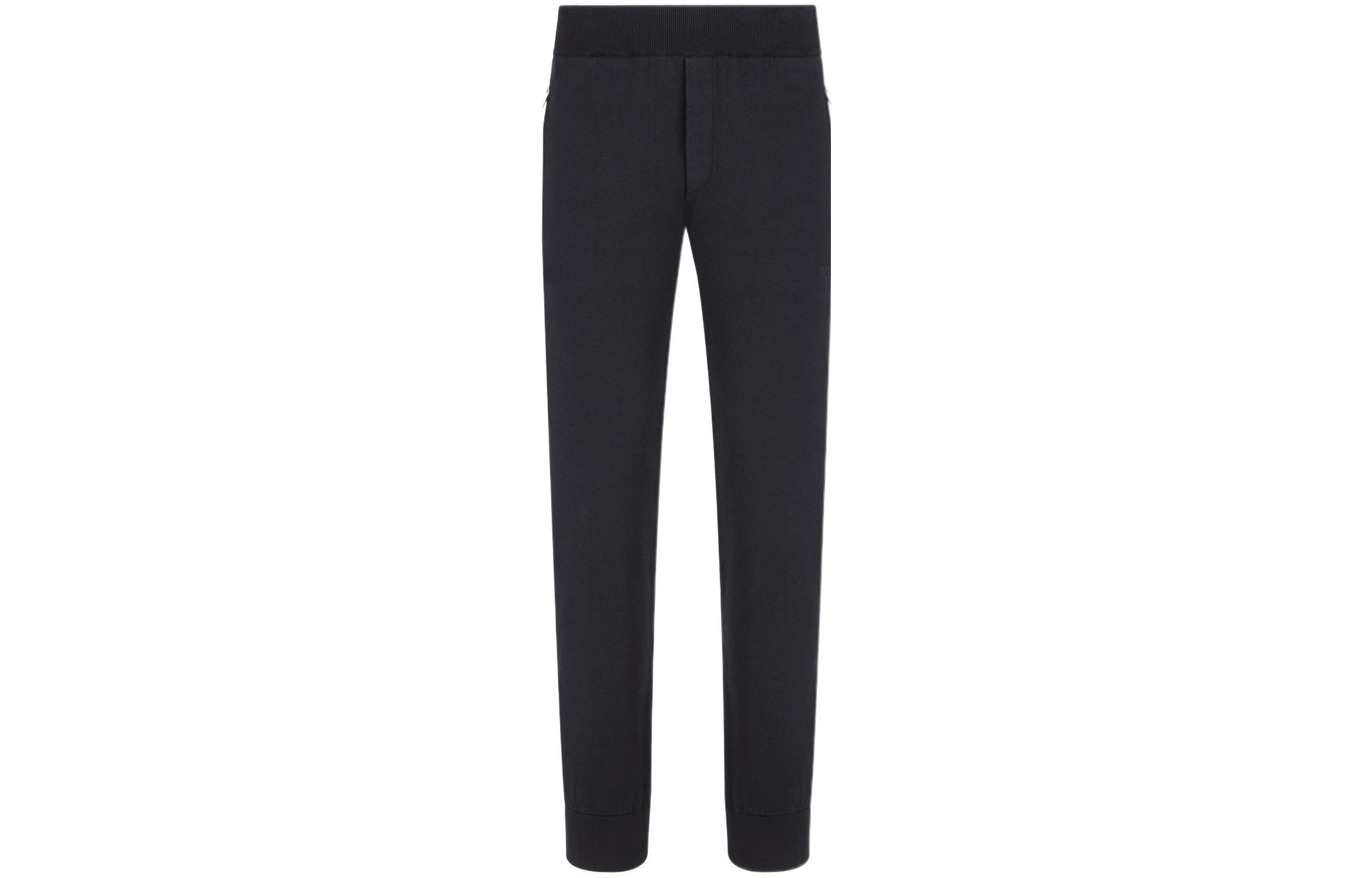 Order DIOR FW22  Black Knit Joggers Elastic Waist Sweatpants 113M120AT225-C581