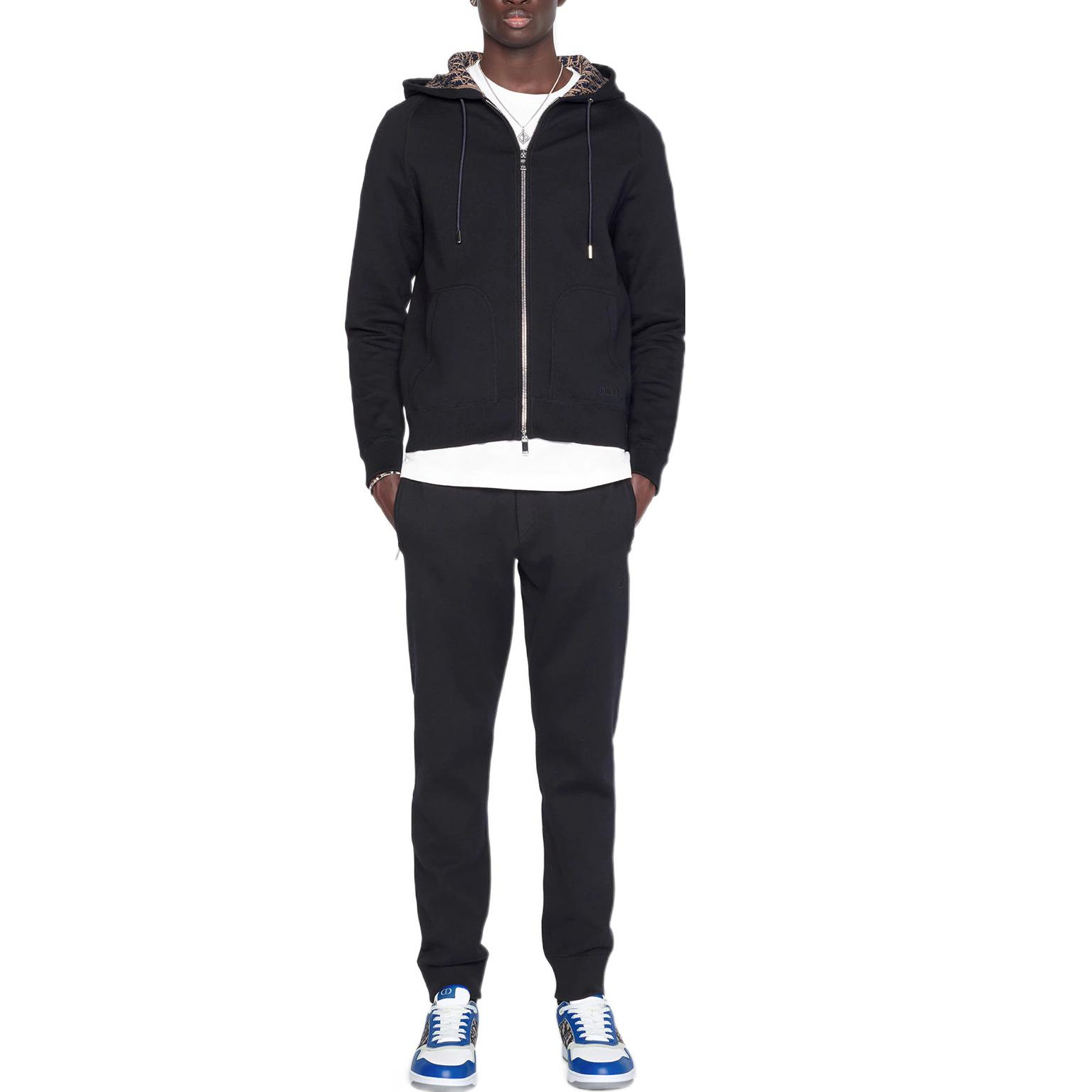 Shop DIOR FW22  Black Knit Joggers Elastic Waist Sweatpants 113M120AT225-C581