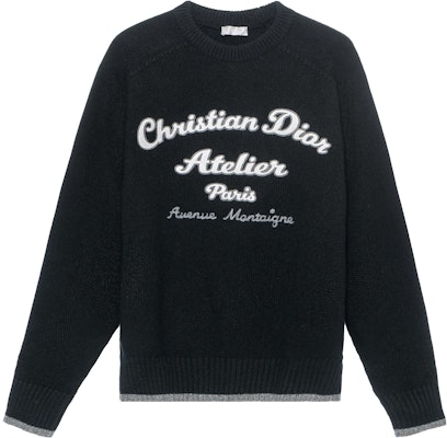 DIOR FW22 Sweater Rajut Wol Hitam Logo Bordir. 213M640AT298-C988 Buy DIOR FW22 Sweater Rajut Wol Hitam Logo Bordir. 213M640AT298-C988