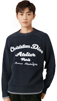 DIOR FW22 Sweater Rajut Wol Hitam Logo Bordir. 213M640AT298-C988 Details for DIOR FW22 Sweater Rajut Wol Hitam Logo Bordir. 213M640AT298-C988