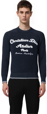 DIOR FW22 Black Wool Knit Sweater with Embroidered Logo. 213M640AT298-C988 Sizing DIOR FW22 Black Wool Knit Sweater with Embroidered Logo. 213M640AT298-C988