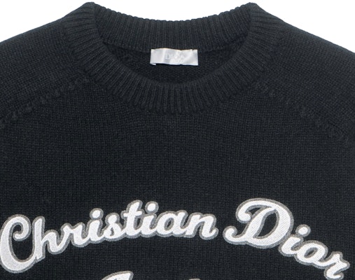 DIOR FW22 Black Wool Knit Sweater with Embroidered Logo. 213M640AT298-C988 Cheap DIOR FW22 Black Wool Knit Sweater with Embroidered Logo. 213M640AT298-C988