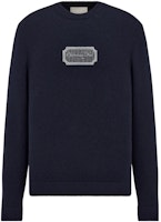 DIOR FW22 Blue Knit Pullover Sweater with Embroidered Logo. 243M645AT474-C588 DIOR FW22 Blue Knit Pullover Sweater with Embroidered Logo. 243M645AT474-C588