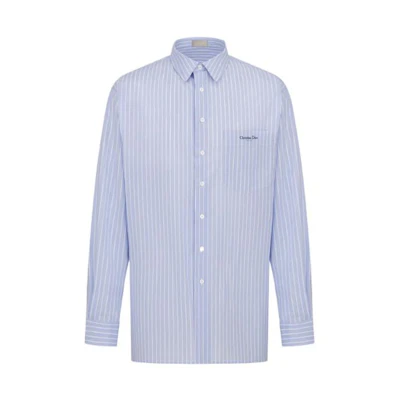 Dior FW22 Blue Long-Sleeve Printed Button-Up Shirt. 243C551A5654-C575