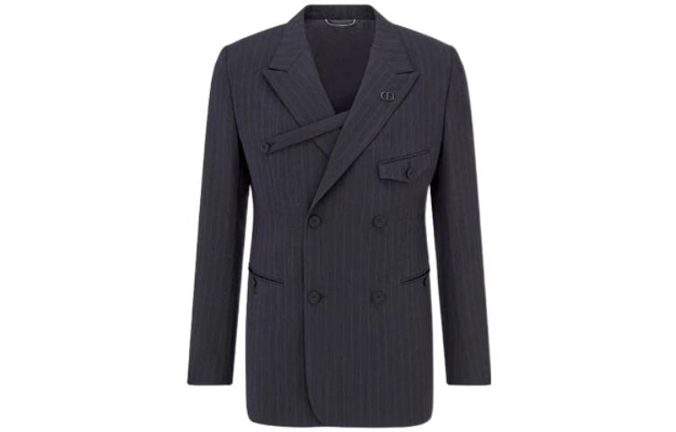 Order DIOR FW22  Blue Pinstripe Double-Breasted Blazer with Logo. 113C282A5628-C589