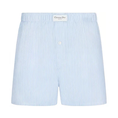 DIOR FW22 Blue Striped Pattern Button-Up Casual Shorts. 243C106A5656-C085
