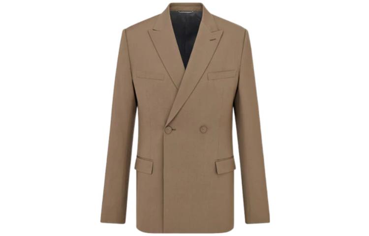 DIOR FW22  Brown Double-Breasted Long Sleeve Blazer Jacket 023C261C4739-C731