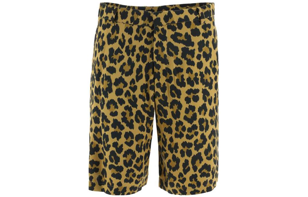 DIOR FW22  Brown Leopard Print Loose Straight Casual Shorts. 013C121A5662-C289